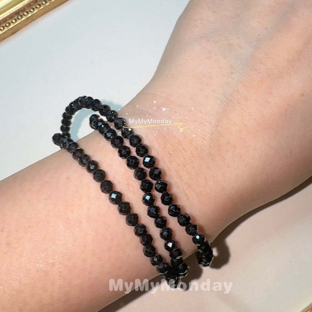 Black Spinel Bracelet / Necklace 3.5mm - Picture 3 of 5